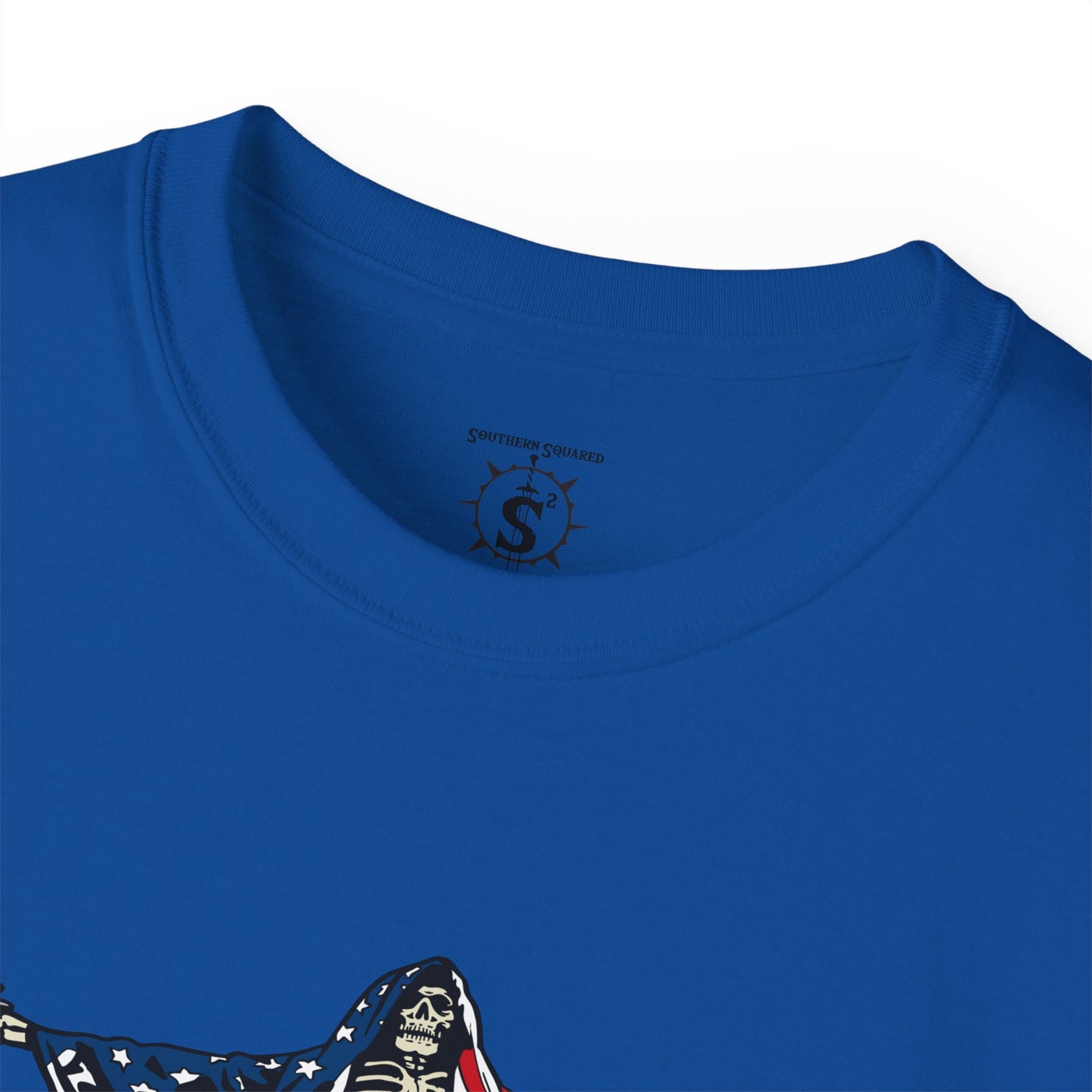 T-Shirt - American As Fuck Dual Wielding Skeleton - Unisex Cotton Shirt