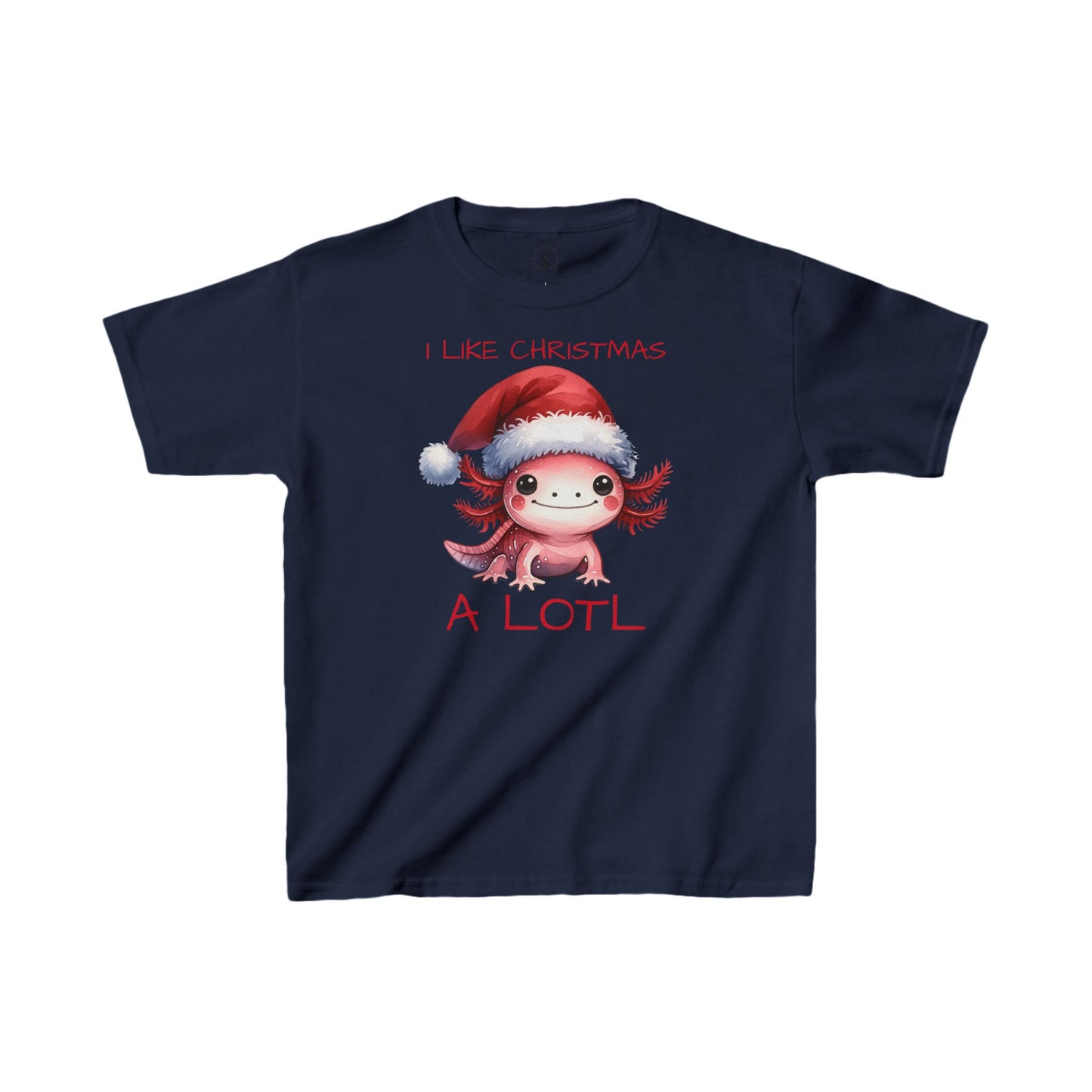 T-Shirt - Christmas Axolotl with Santa Hat - Kids Shirt