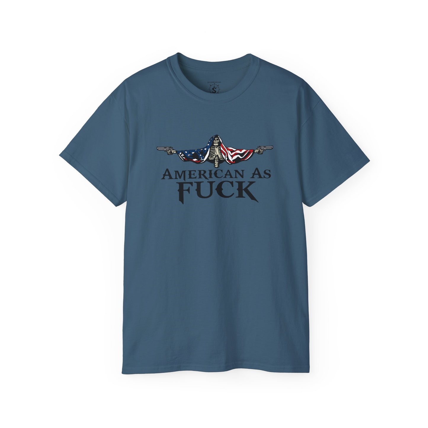 T-Shirt - American As Fuck Dual Wielding Skeleton - Unisex Cotton Shirt