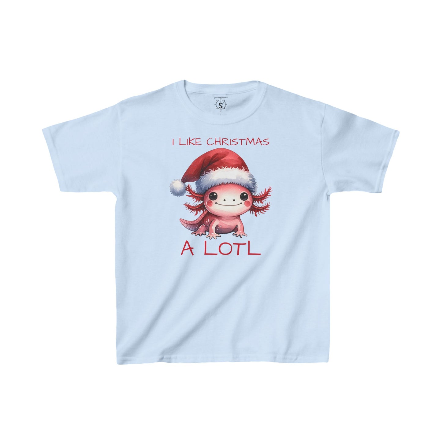 T-Shirt - Christmas Axolotl with Santa Hat - Kids Shirt