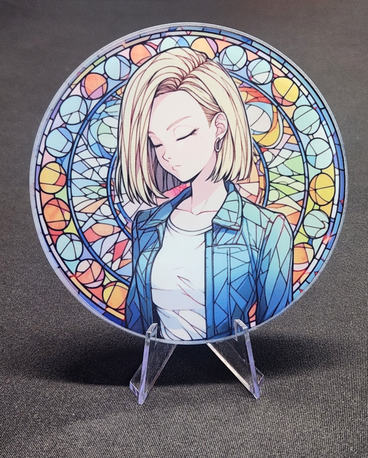 Glass Beverage Coaster (Dragon Ball Z, Anime, Android 18)