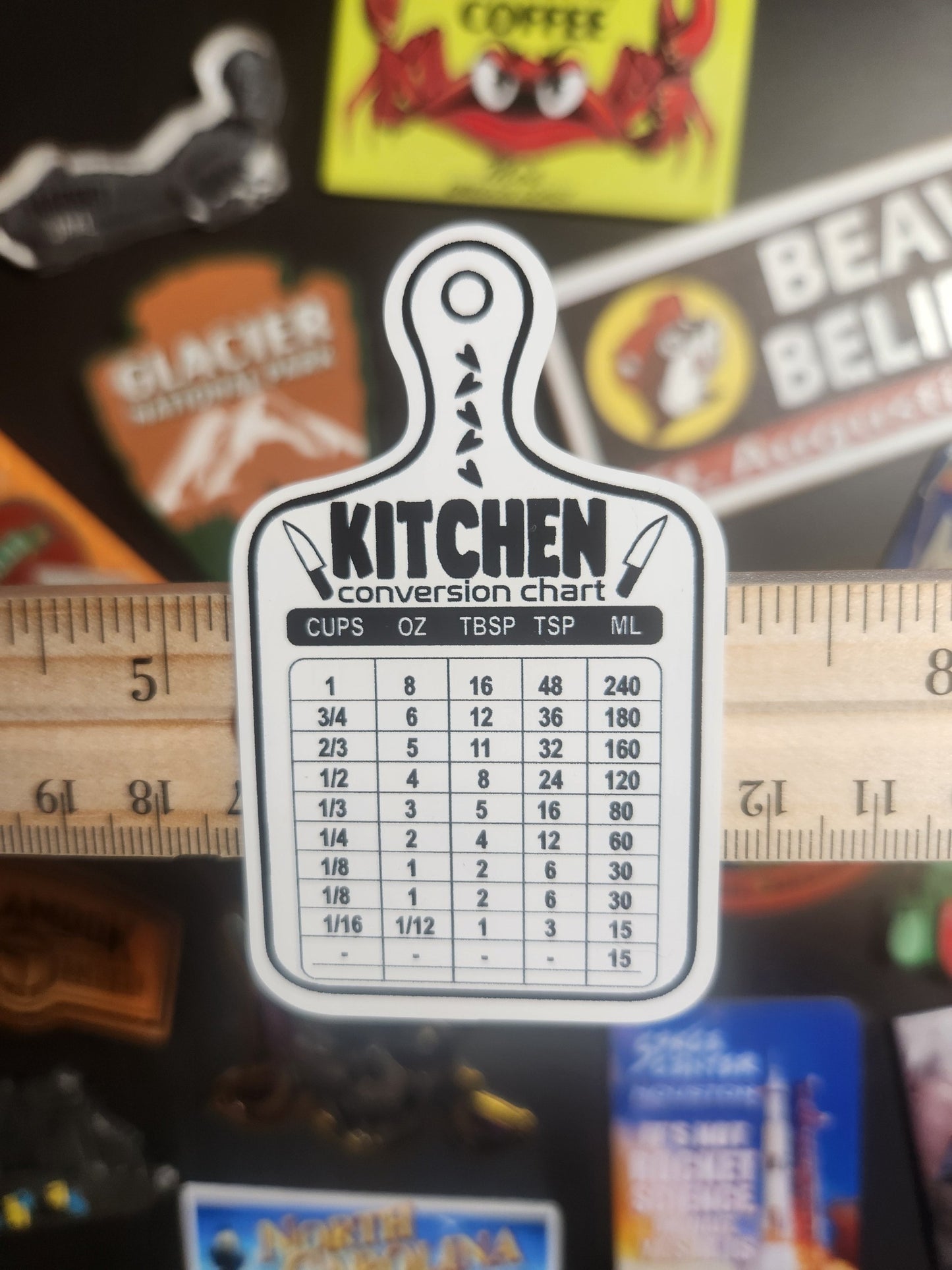 Sticker: Farm/Homestead (Kitchen Conversion Chart-Cups, Oz, TBSP. TSP, ML)