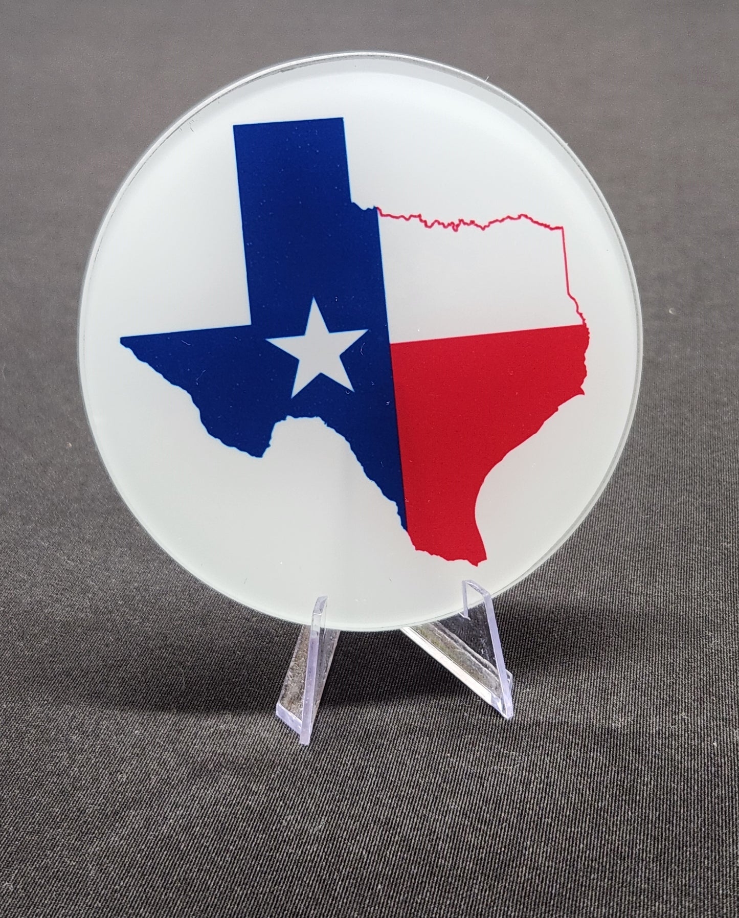 Glass Beverage Coaster (Patriotic, Texas, Texagon TX Flag)