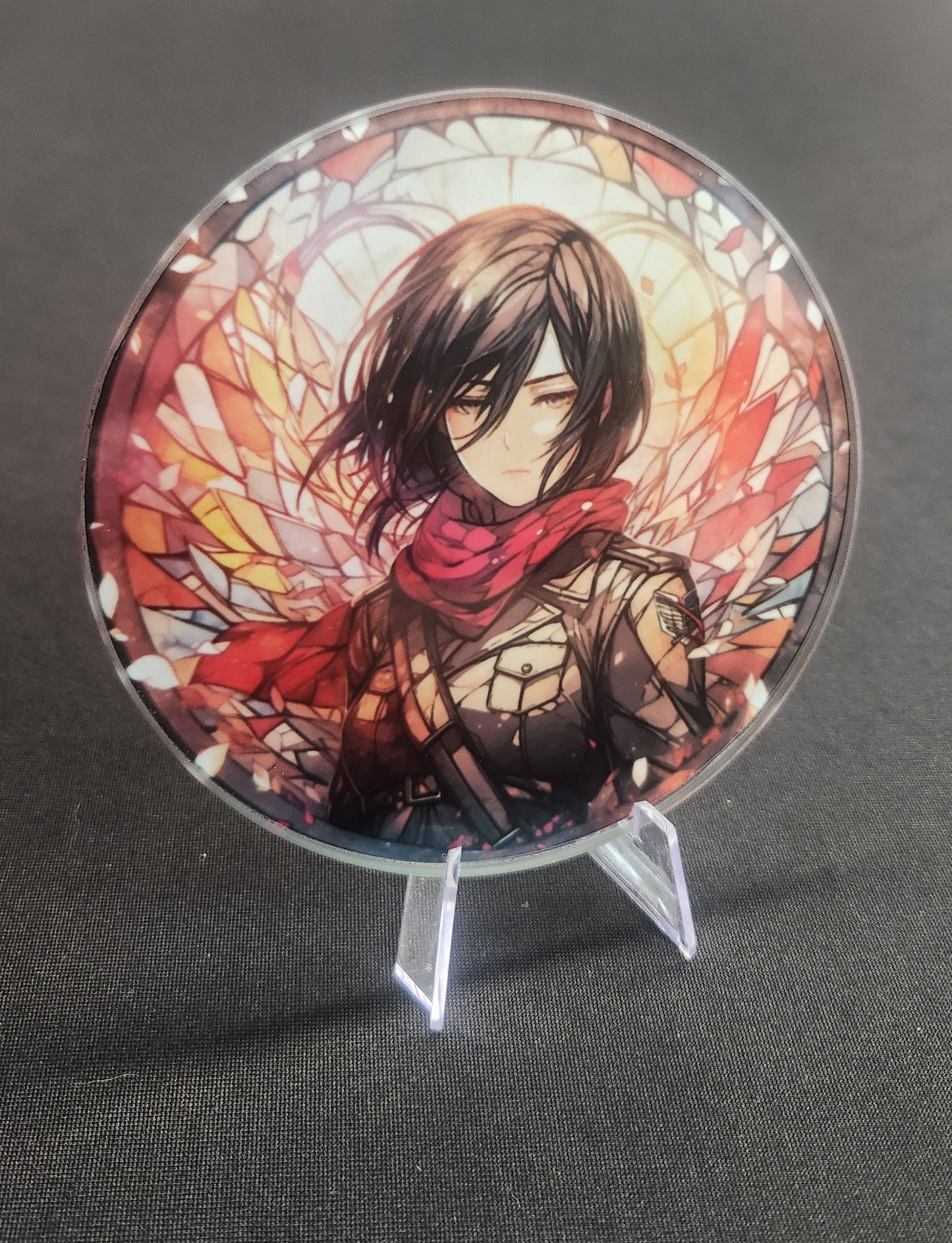 Glass Beverage Coaster (Attack on Titan, Anime, Mikasa)