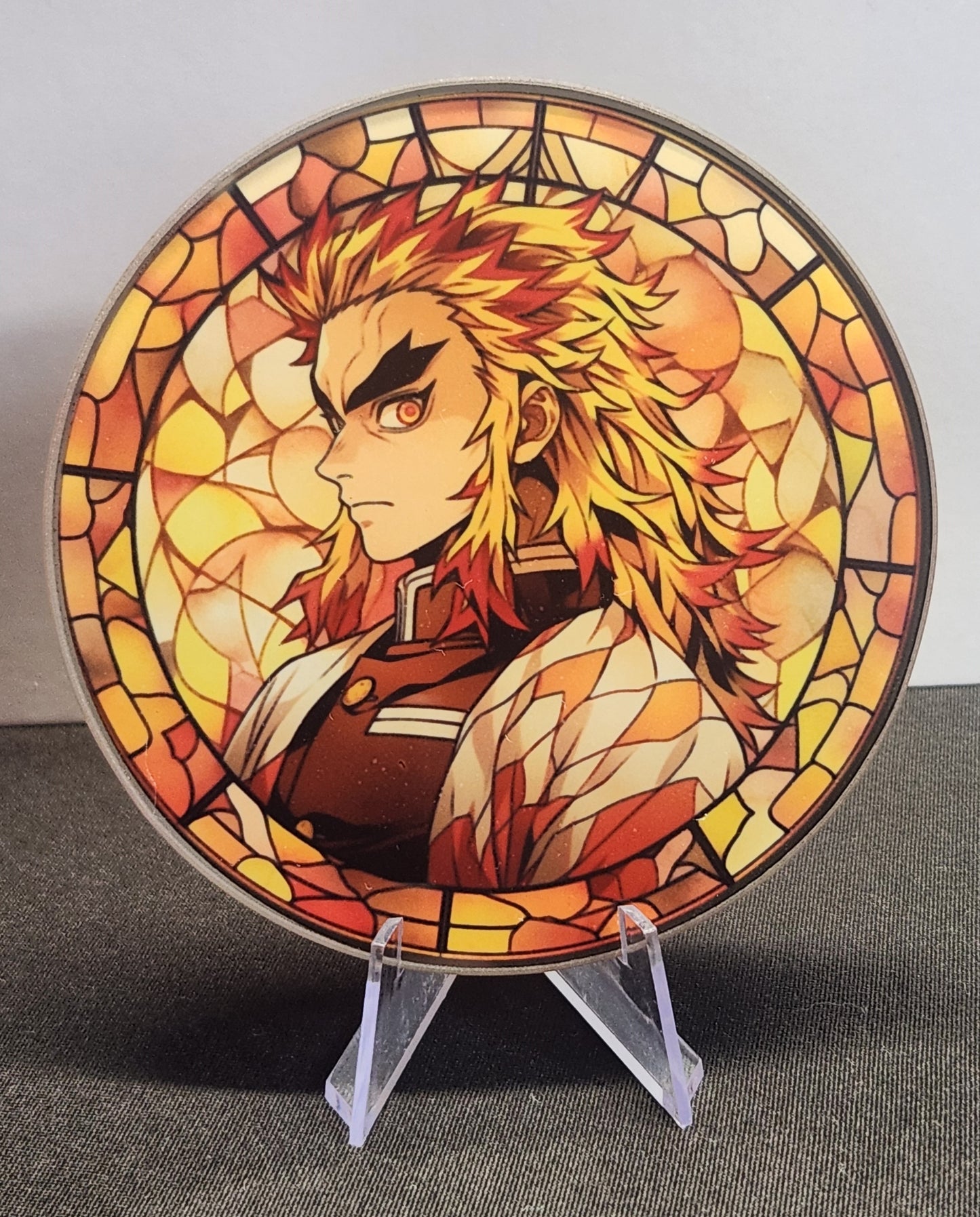 Glass Beverage Coaster (Demon Slayer, Anime, Kyojuro Rengoku)