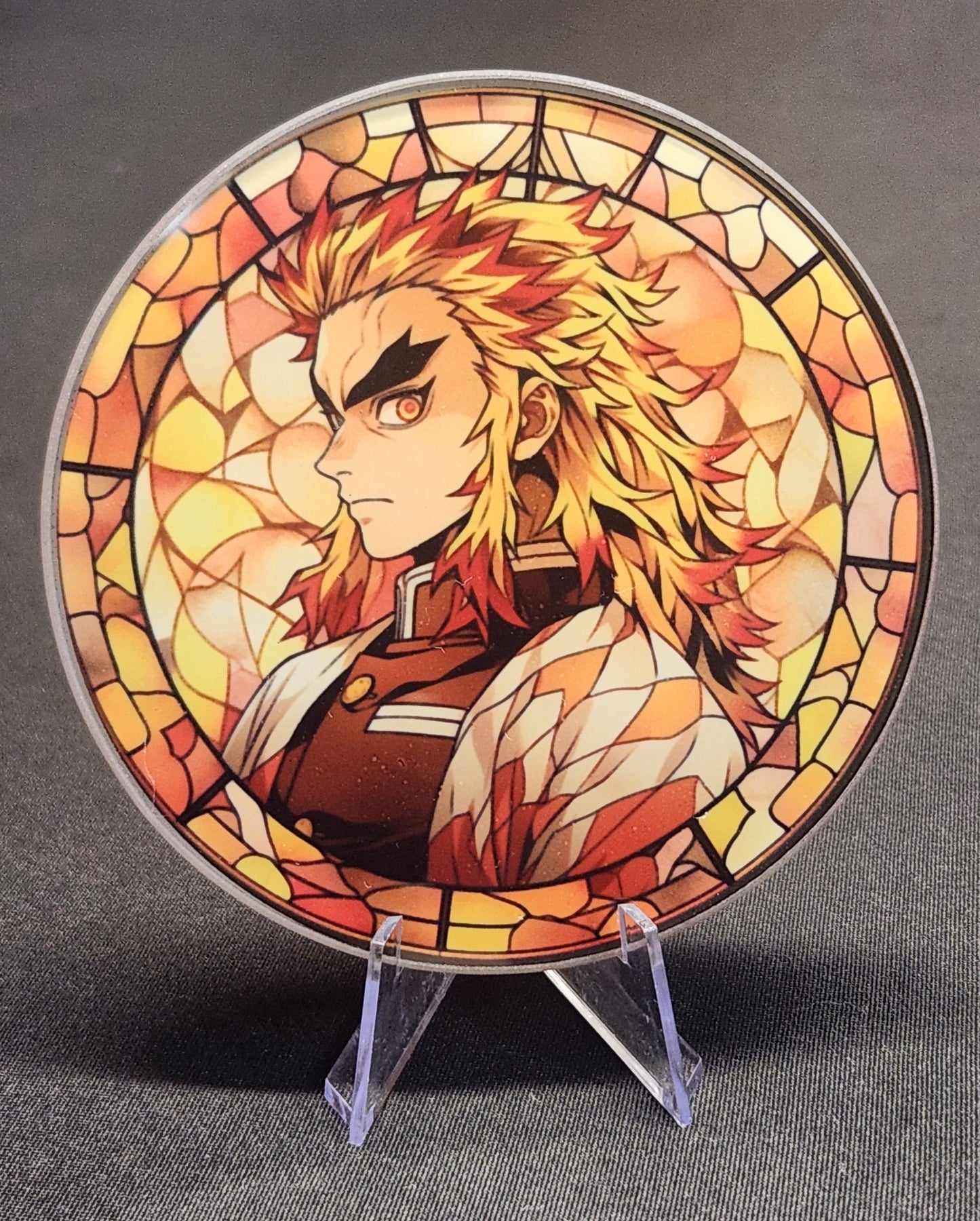 Glass Beverage Coaster (Demon Slayer, Anime, Kyojuro Rengoku)