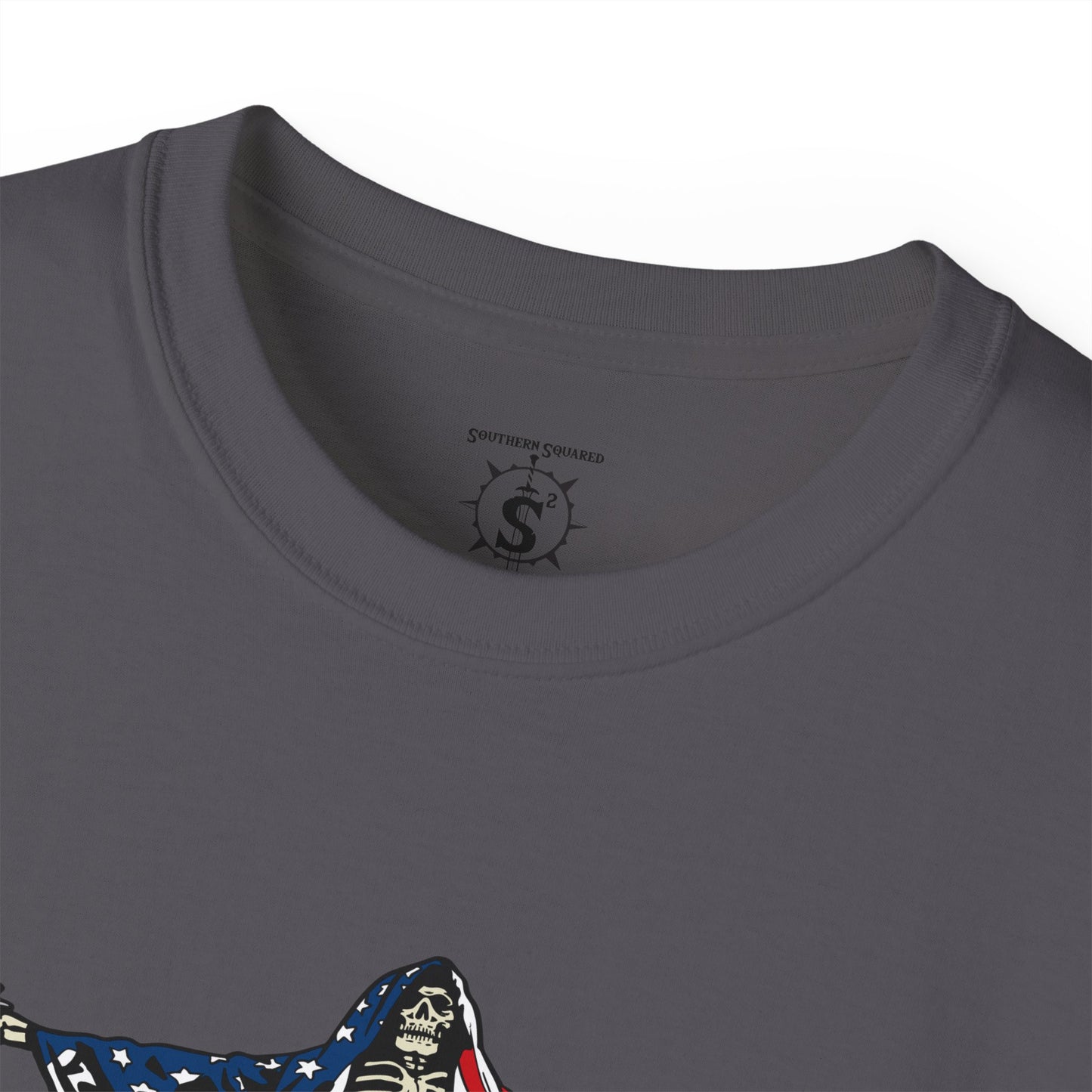 T-Shirt - American As Fuck Dual Wielding Skeleton - Unisex Cotton Shirt