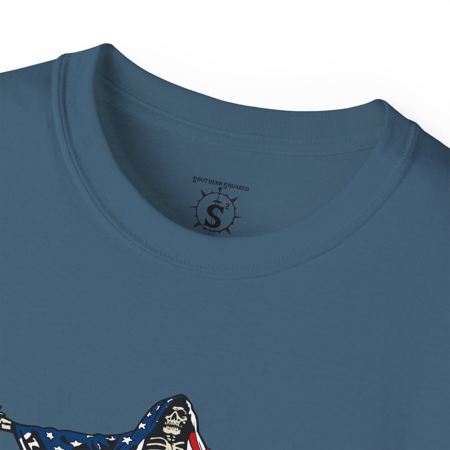 T-Shirt - American As Fuck Dual Wielding Skeleton - Unisex Cotton Shirt
