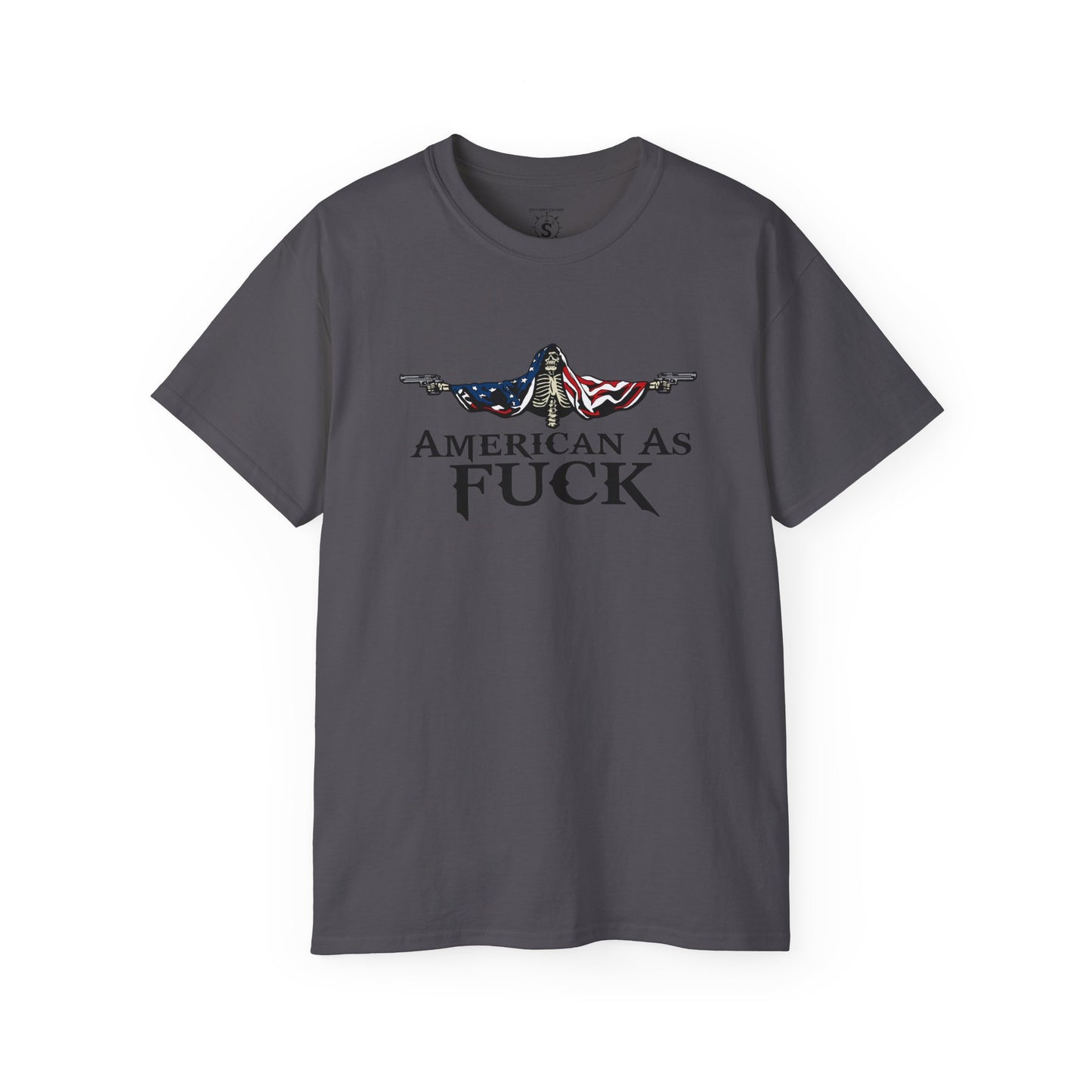 T-Shirt - American As Fuck Dual Wielding Skeleton - Unisex Cotton Shirt