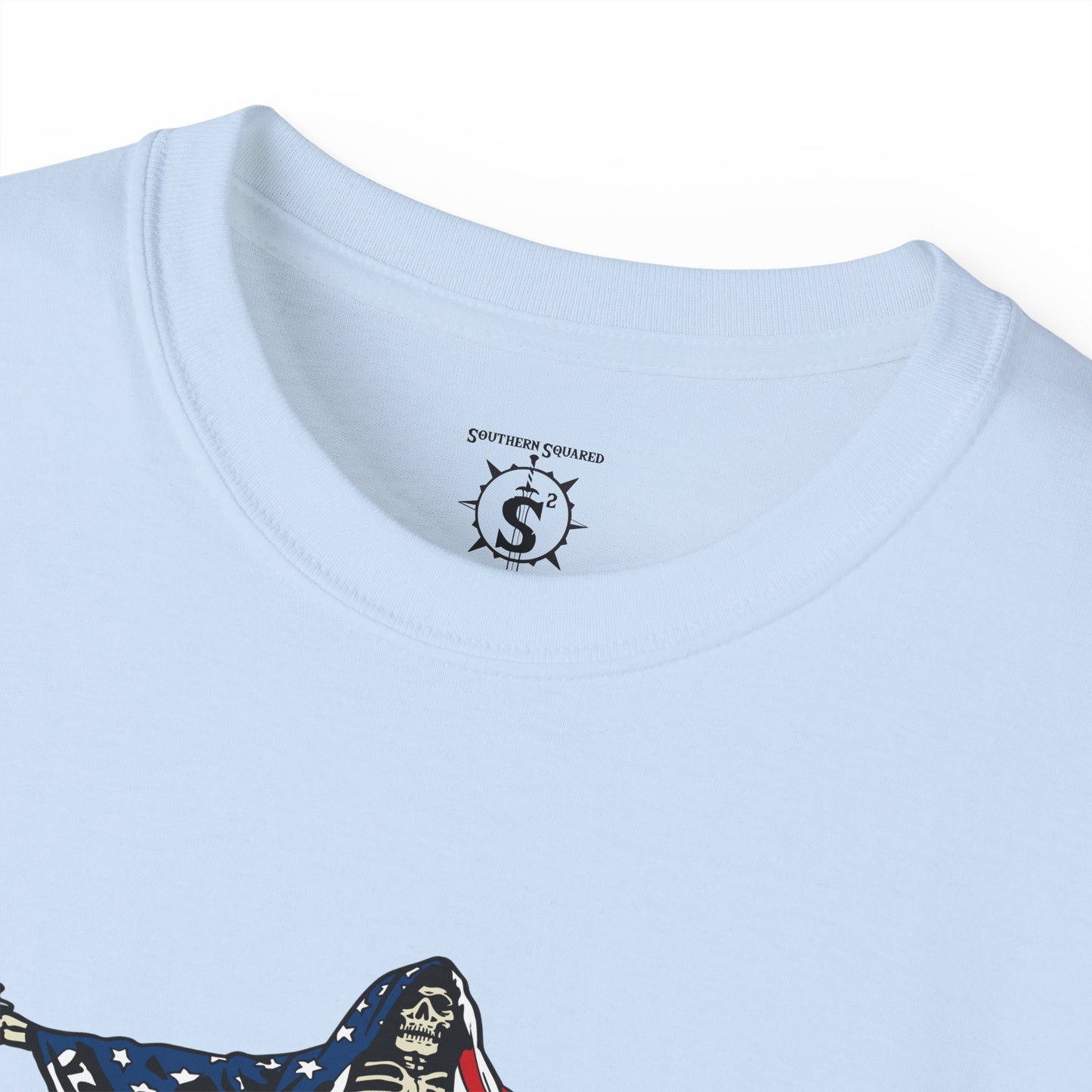 T-Shirt - American As Fuck Dual Wielding Skeleton - Unisex Cotton Shirt