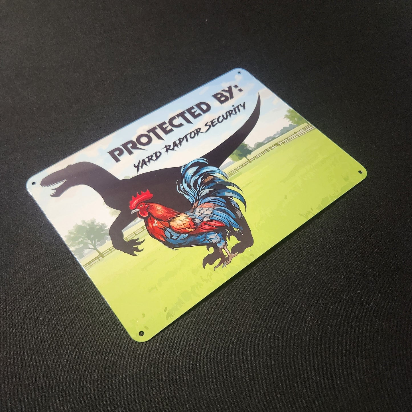 Metal Signs 7"x10" (Protected by Yard Raptor Security, Chickens)