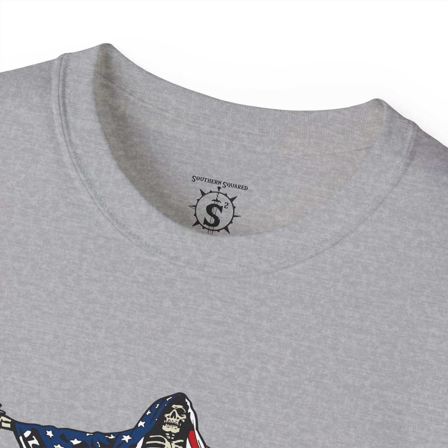 T-Shirt - American As Fuck Dual Wielding Skeleton - Unisex Cotton Shirt