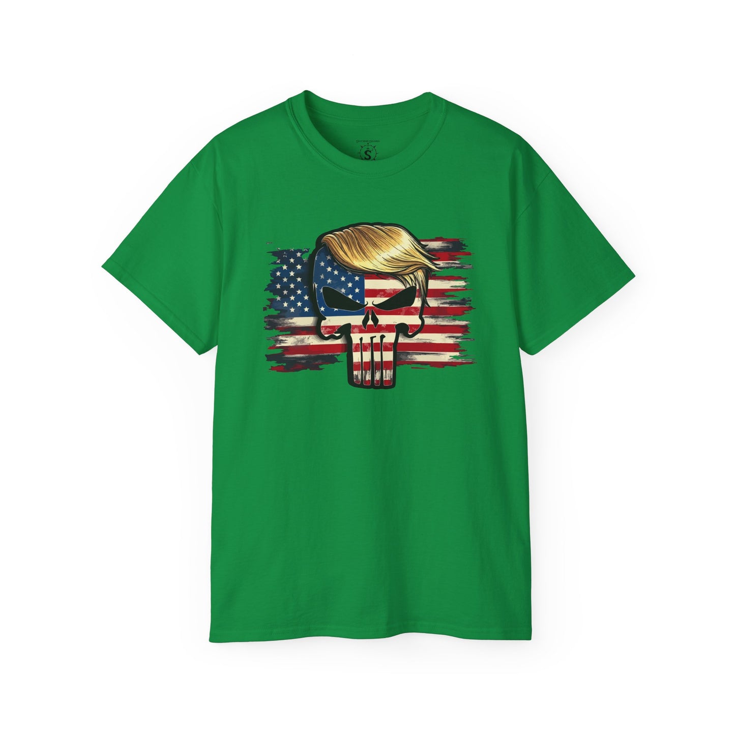 T-Shirt American Flag Punisher Skull Trump - Unisex Cotton Shirt