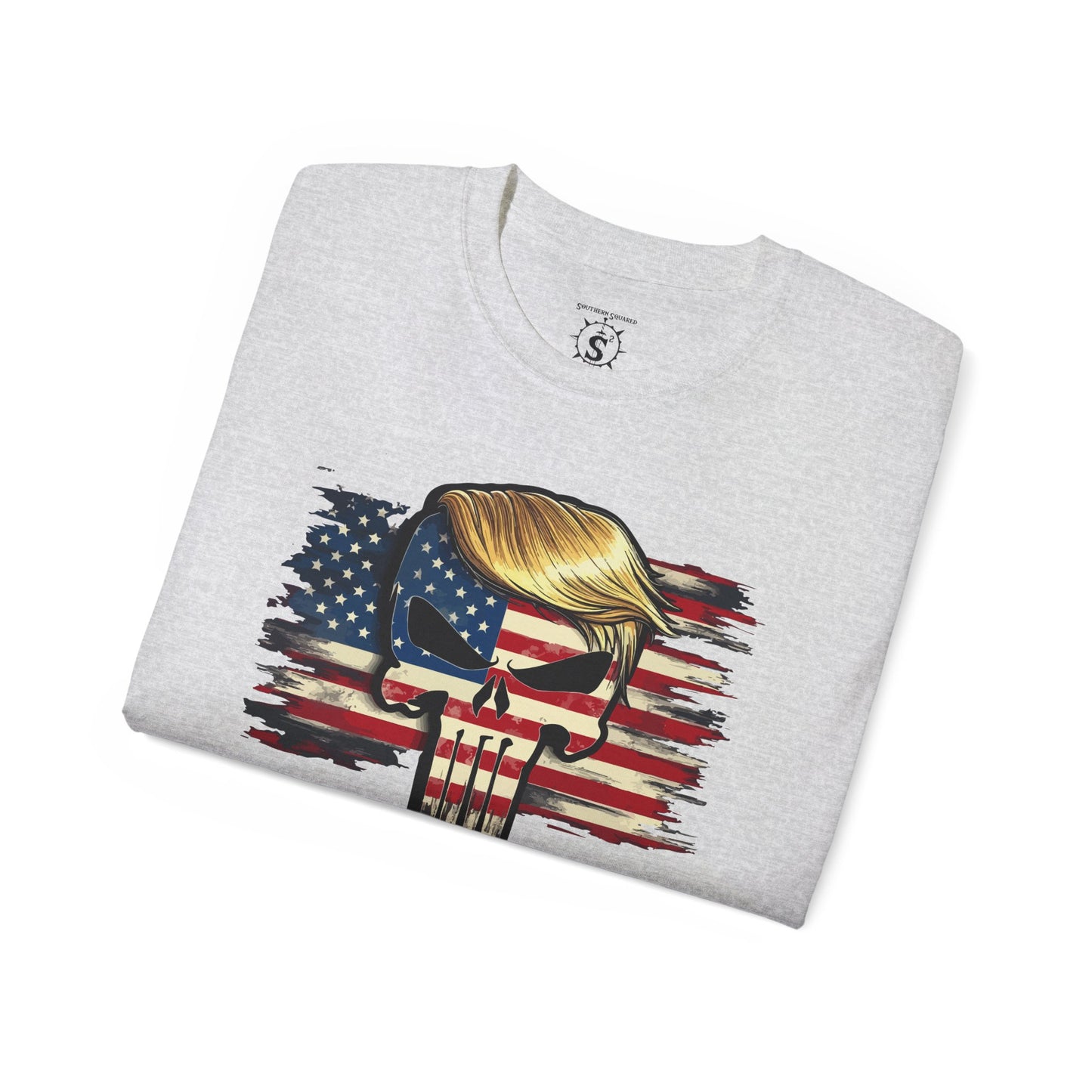 T-Shirt American Flag Punisher Skull Trump - Unisex Cotton Shirt