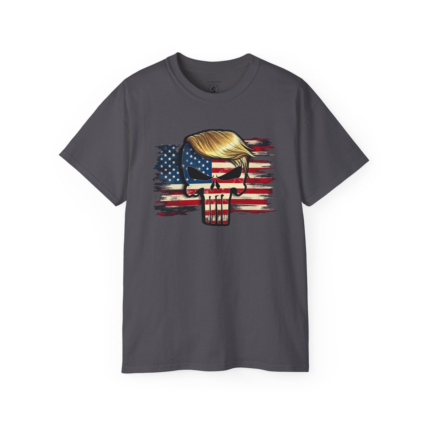 T-Shirt American Flag Punisher Skull Trump - Unisex Cotton Shirt