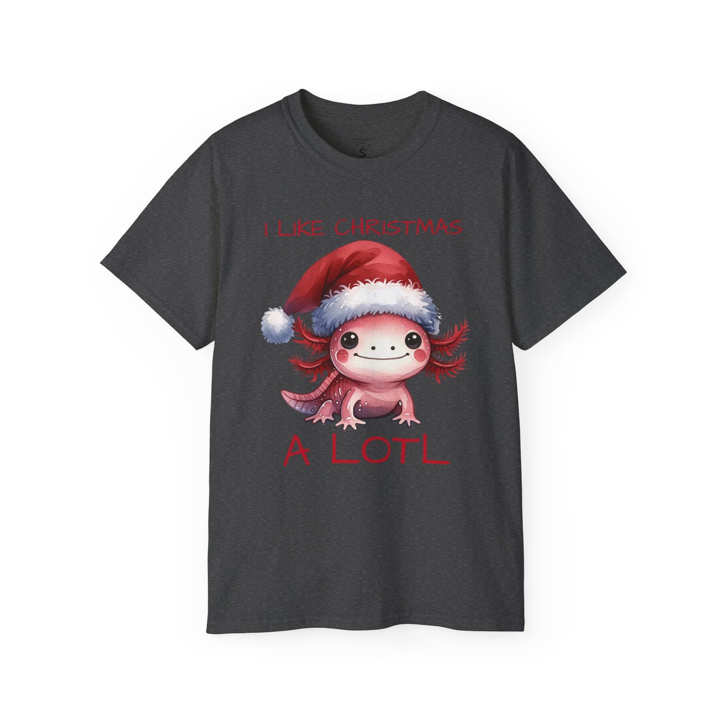 T-Shirt - Christmas Axolotl in a Santa Hat - Unisex Cotton Shirt