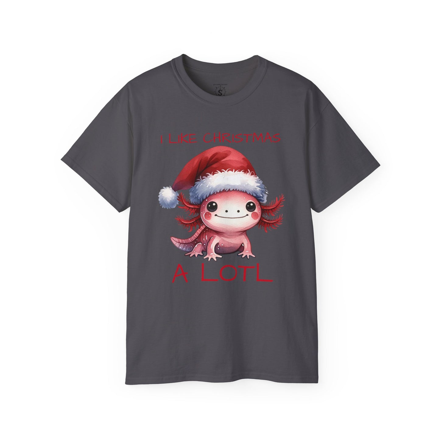 T-Shirt - Christmas Axolotl in a Santa Hat - Unisex Cotton Shirt