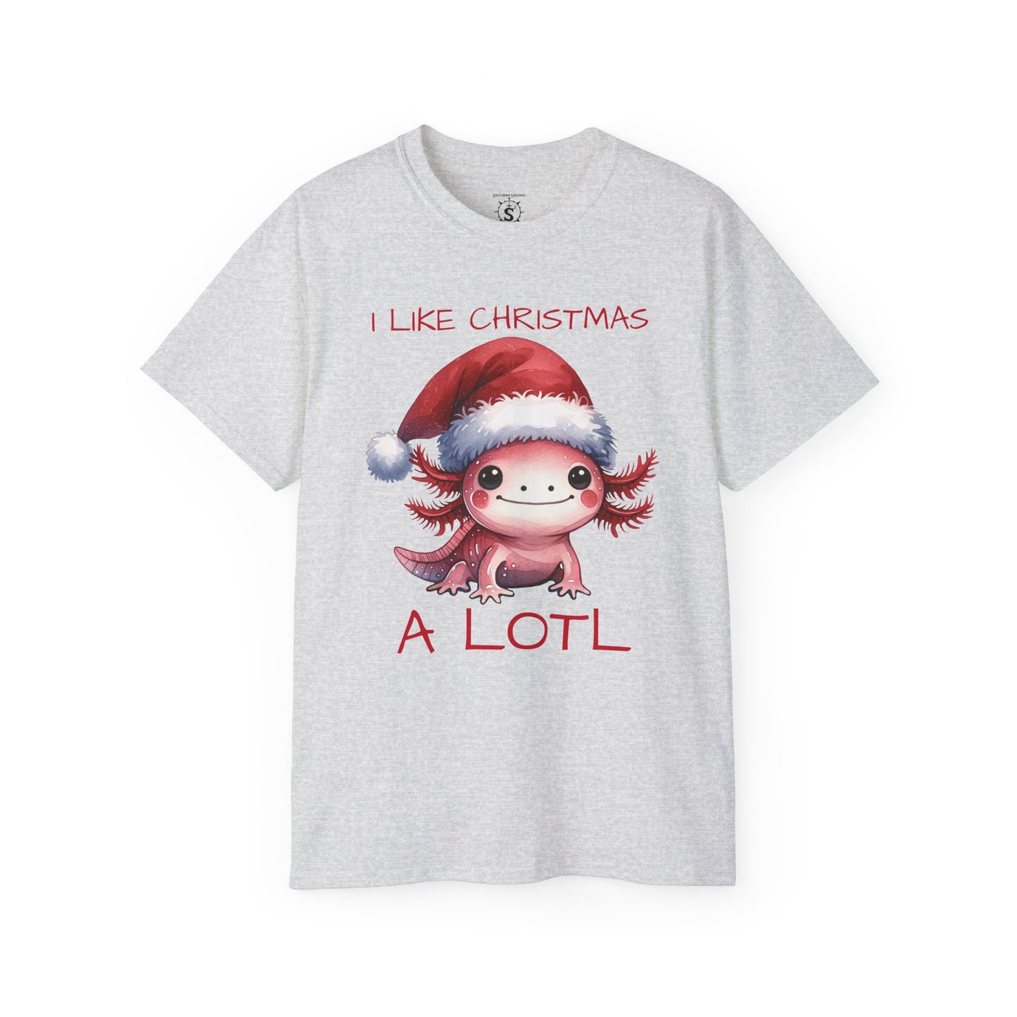 T-Shirt - Christmas Axolotl in a Santa Hat - Unisex Cotton Shirt