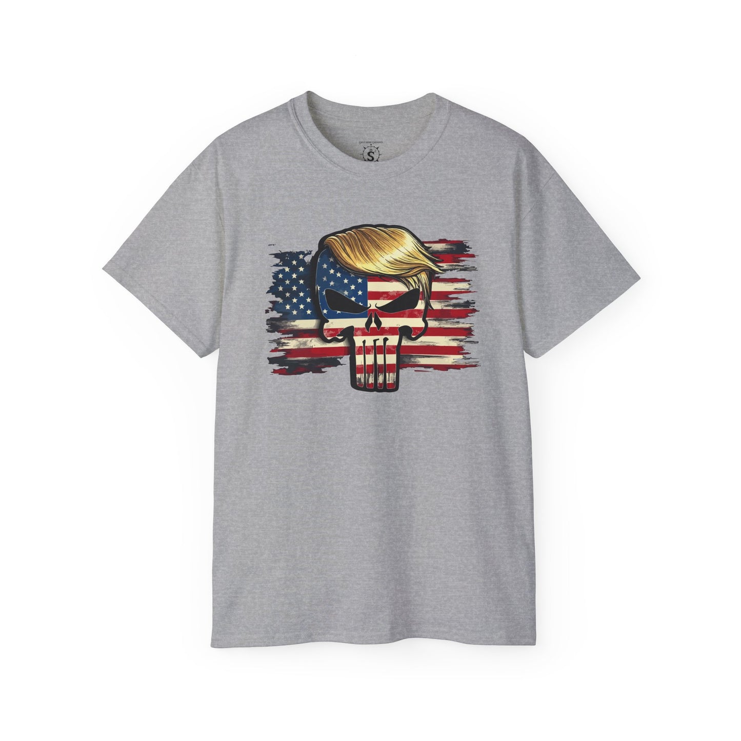 T-Shirt American Flag Punisher Skull Trump - Unisex Cotton Shirt