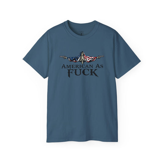 T-Shirt - American As Fuck Dual Wielding Skeleton - Unisex Cotton Shirt