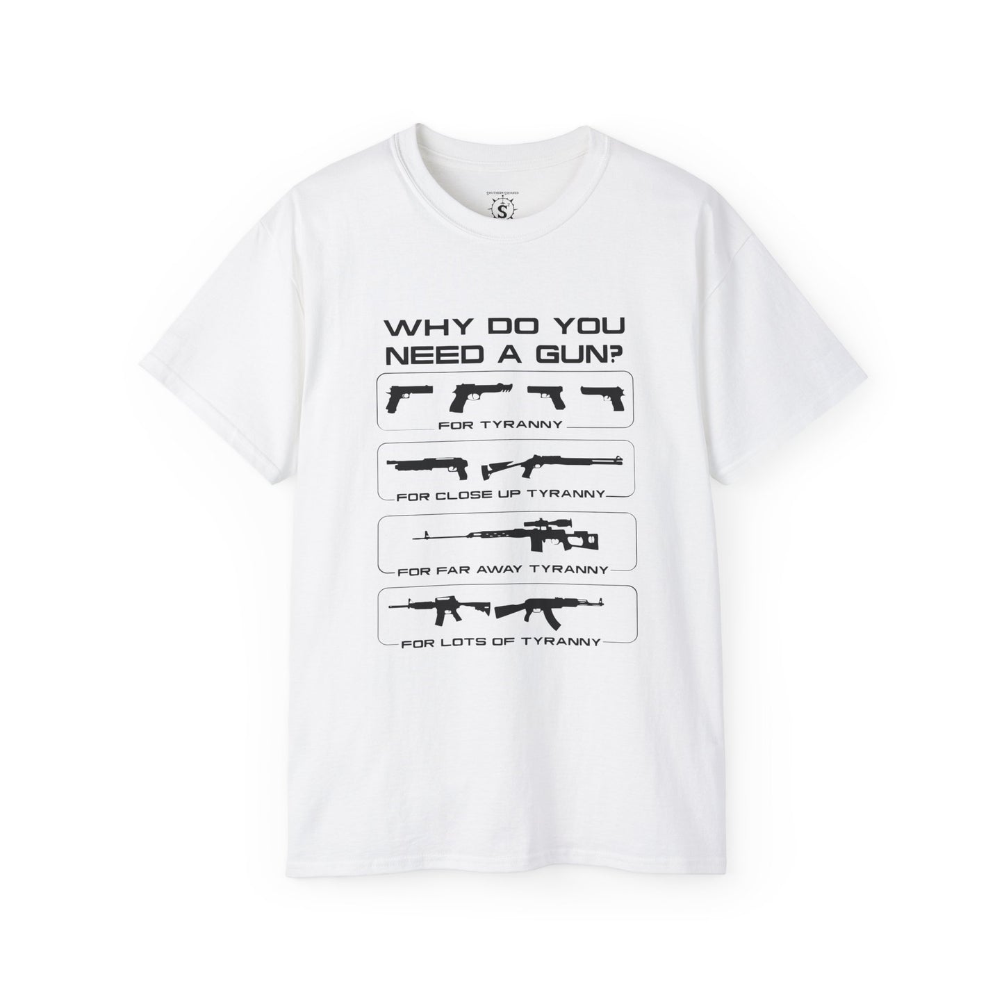 T-Shirt - Why Do You Need A Gun Tyranny Unisex Cotton Shirt
