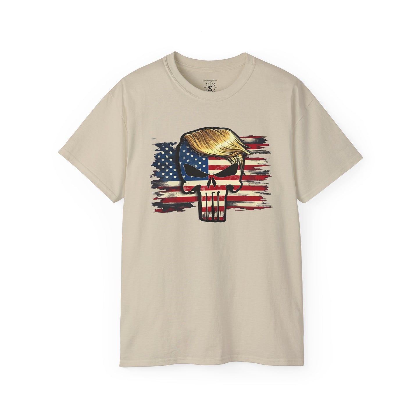 T-Shirt American Flag Punisher Skull Trump - Unisex Cotton Shirt