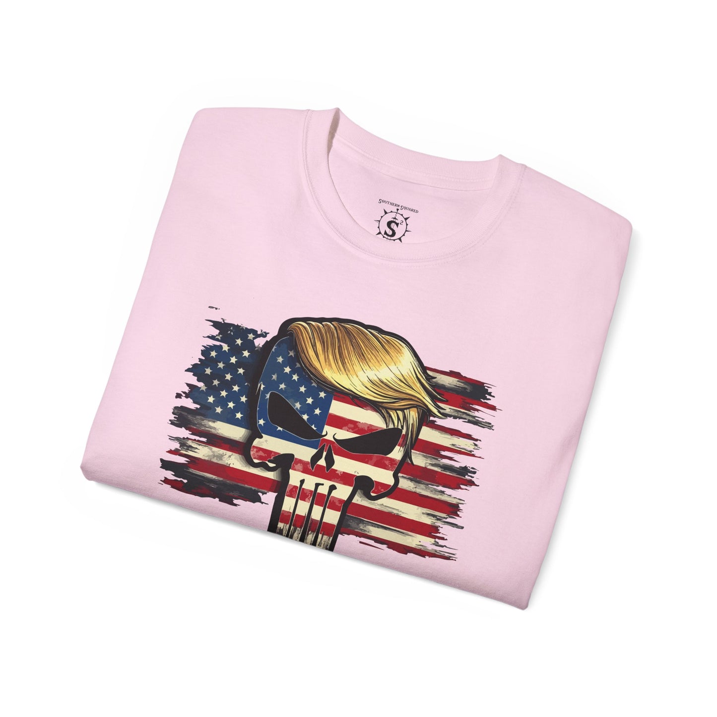 T-Shirt American Flag Punisher Skull Trump - Unisex Cotton Shirt