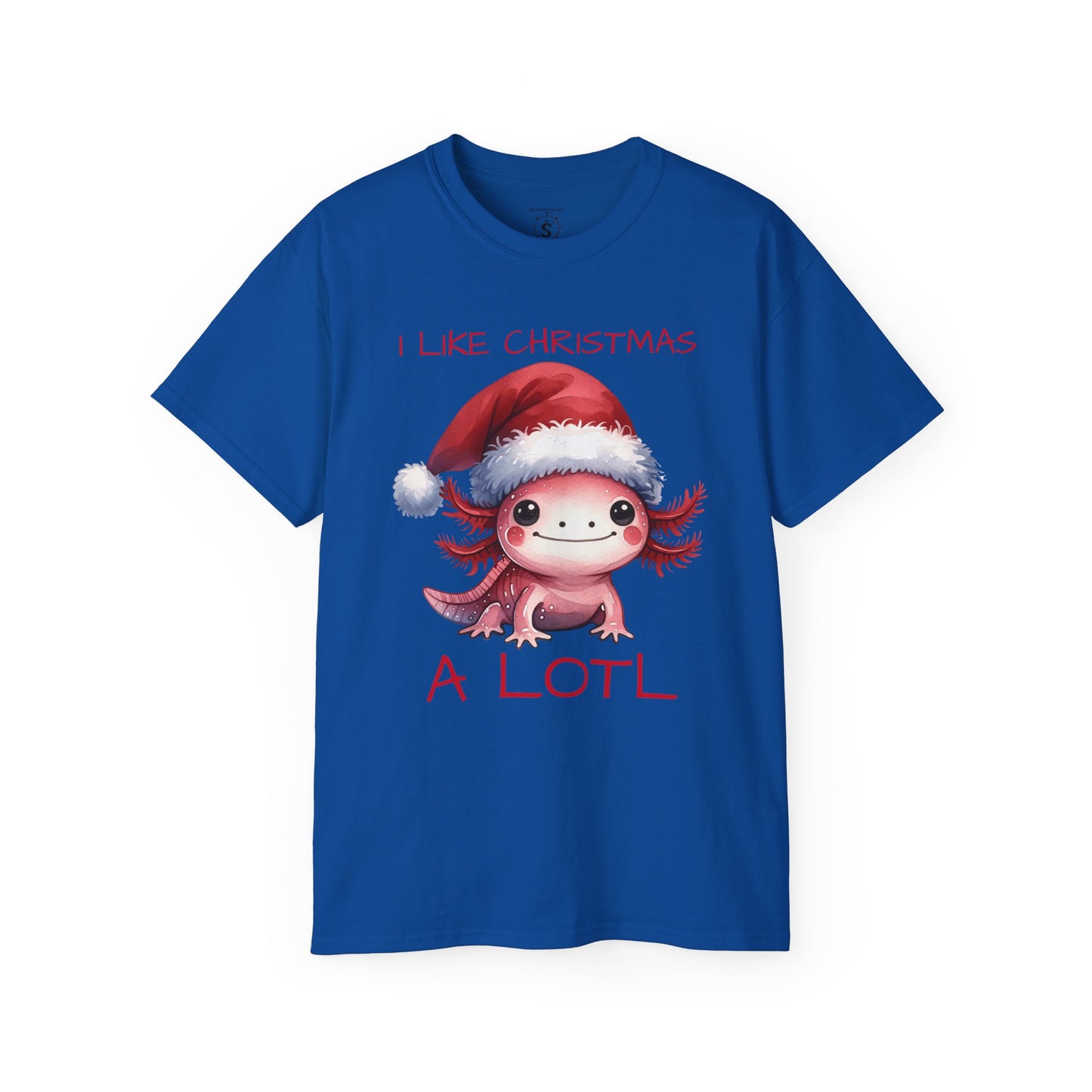 T-Shirt - Christmas Axolotl in a Santa Hat - Unisex Cotton Shirt