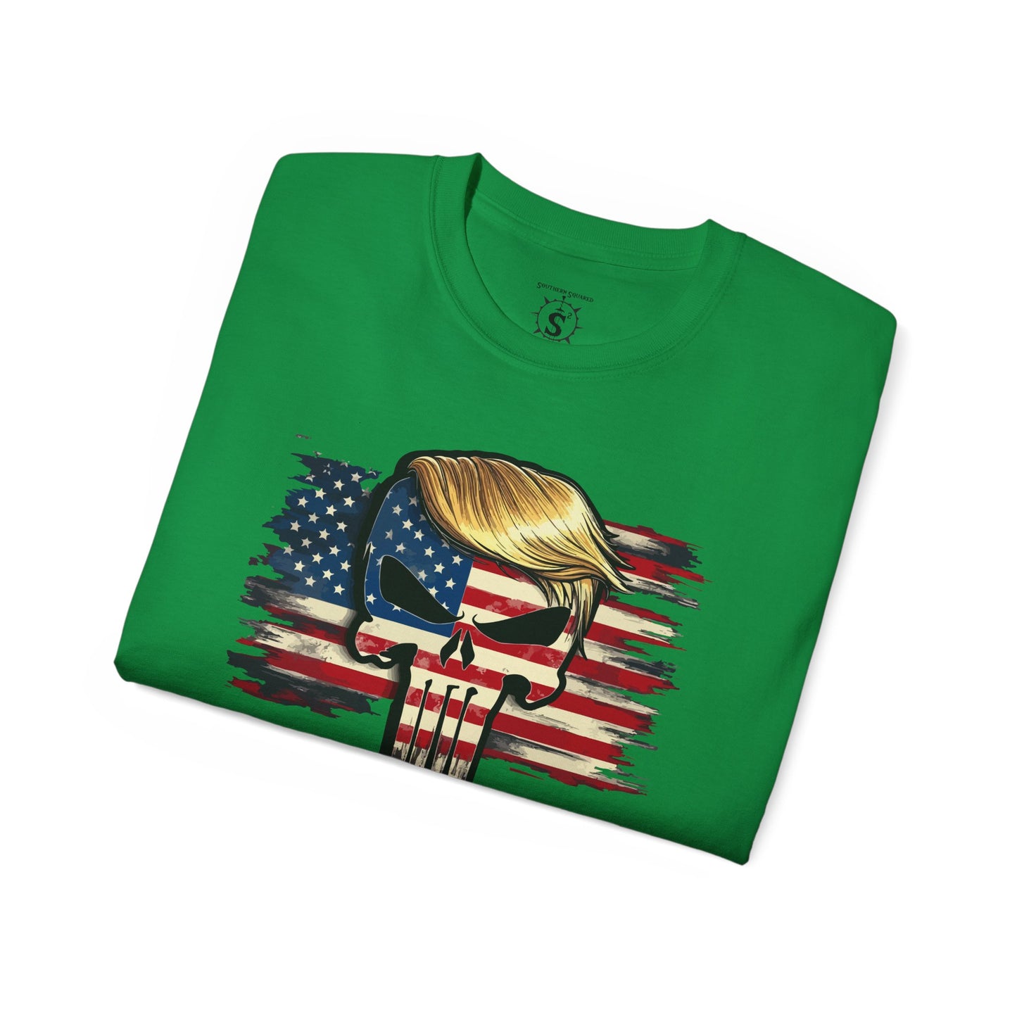 T-Shirt American Flag Punisher Skull Trump - Unisex Cotton Shirt