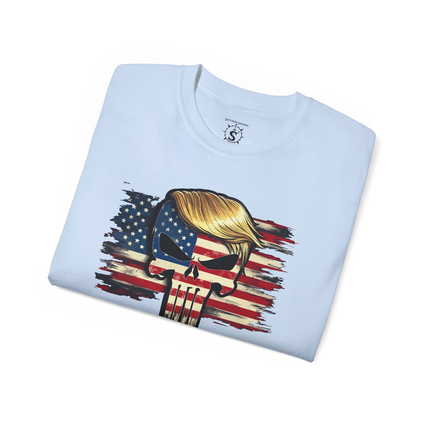 T-Shirt American Flag Punisher Skull Trump - Unisex Cotton Shirt