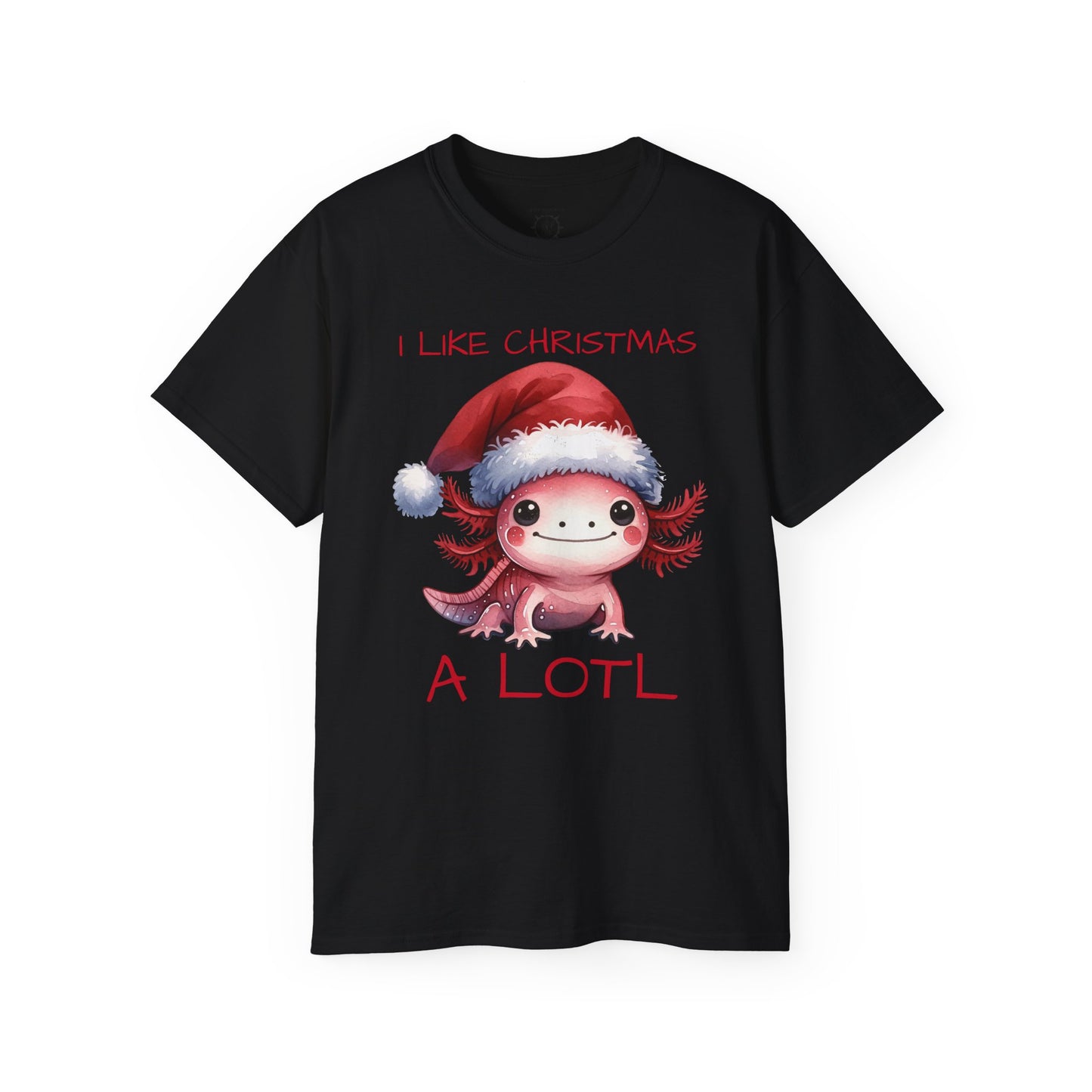 T-Shirt - Christmas Axolotl in a Santa Hat - Unisex Cotton Shirt