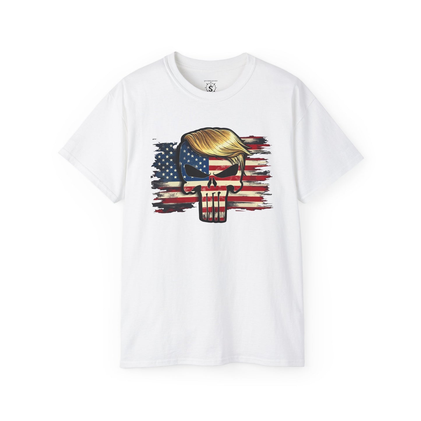 T-Shirt American Flag Punisher Skull Trump - Unisex Cotton Shirt