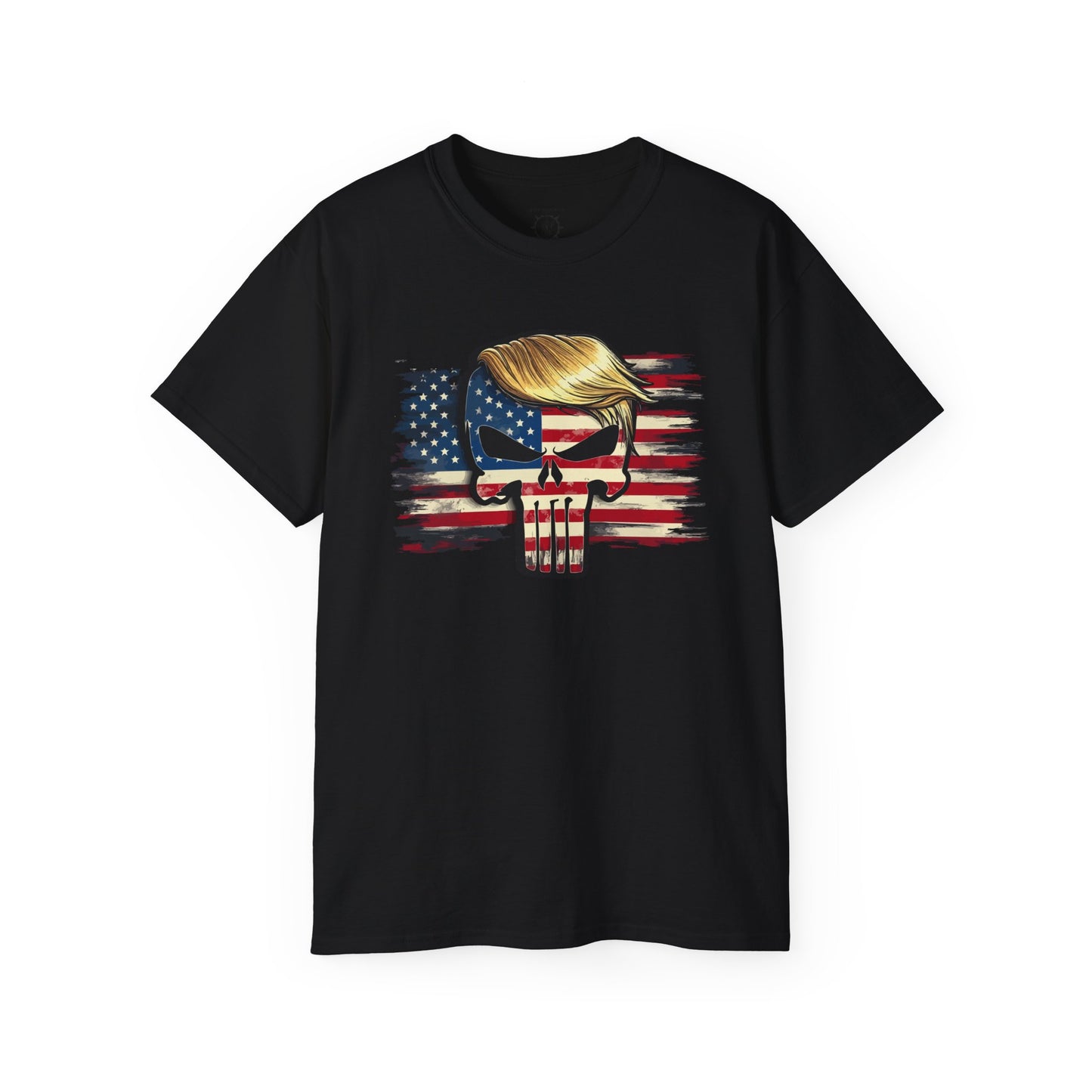 T-Shirt American Flag Punisher Skull Trump - Unisex Cotton Shirt