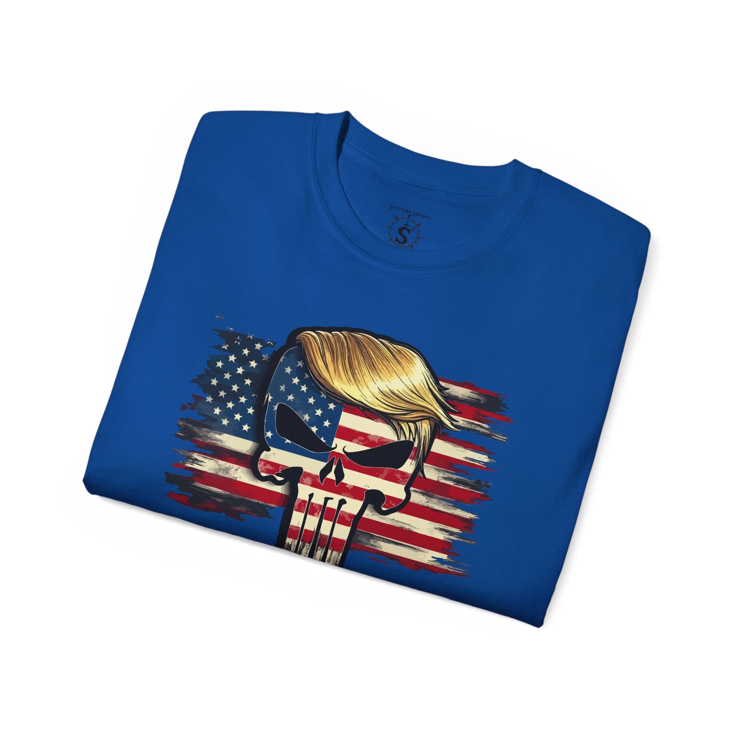 T-Shirt American Flag Punisher Skull Trump - Unisex Cotton Shirt