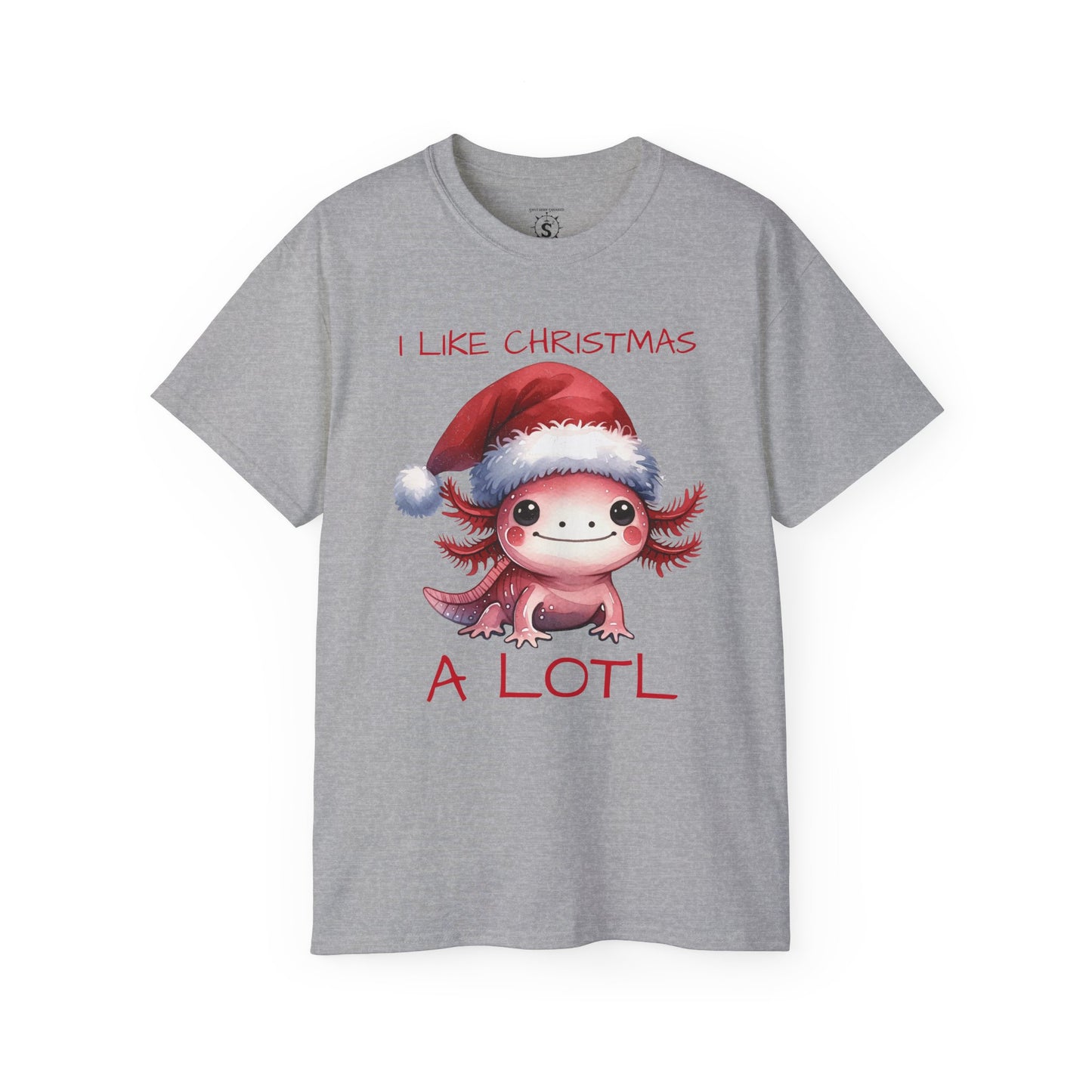 T-Shirt - Christmas Axolotl in a Santa Hat - Unisex Cotton Shirt