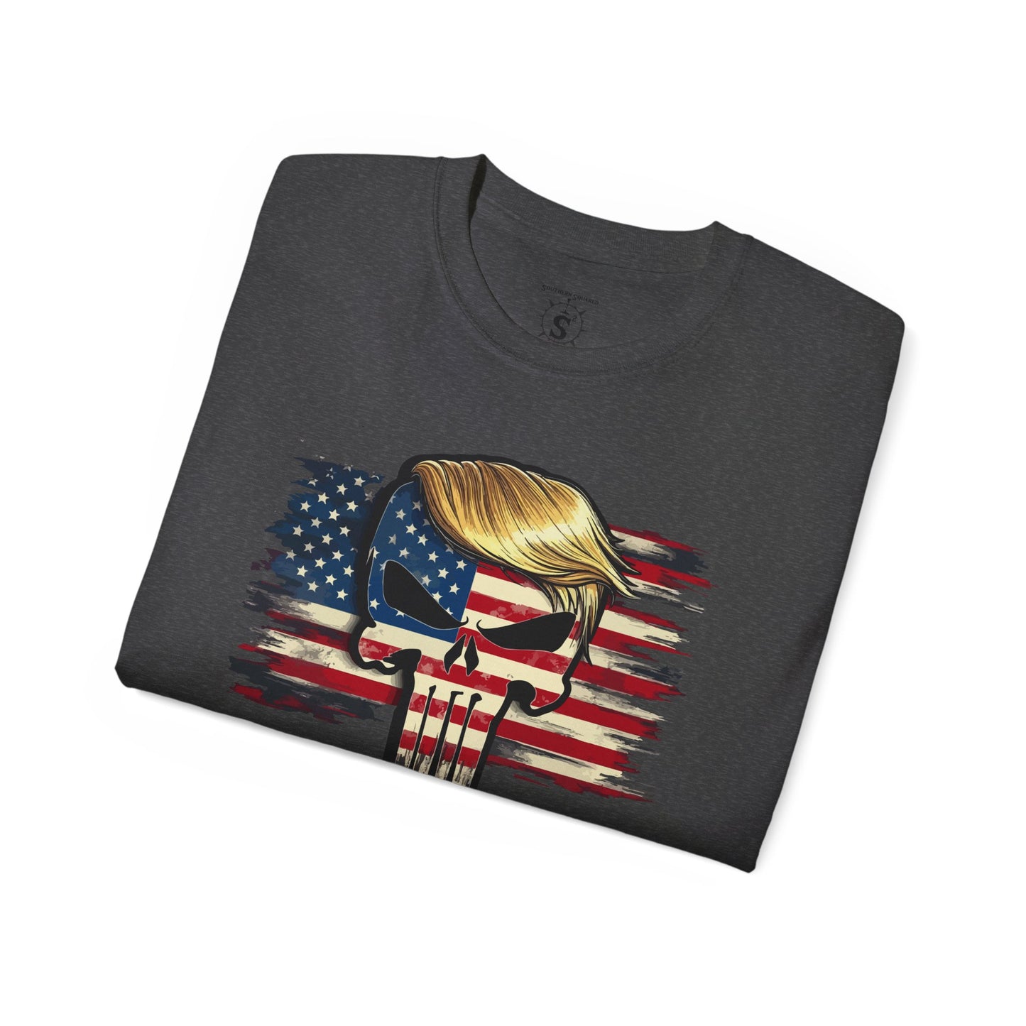T-Shirt American Flag Punisher Skull Trump - Unisex Cotton Shirt