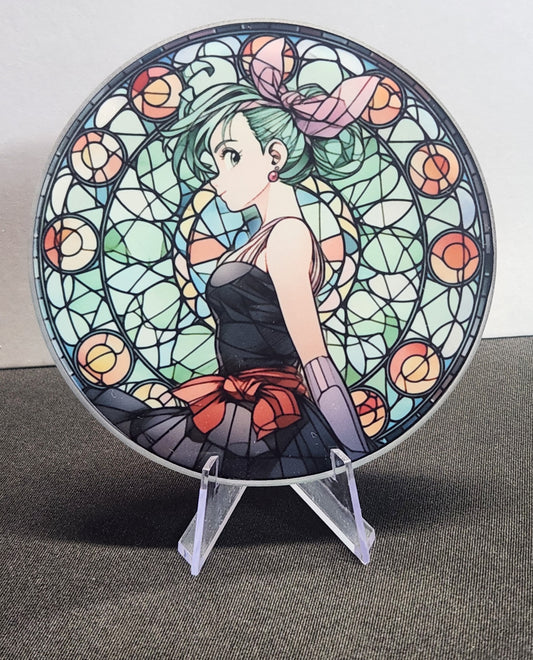 Glass Beverage Coaster (Dragon Ball Z, Anime, Bulma)