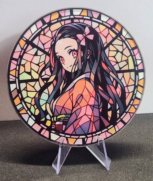Glass Beverage Coaster (Demon Slayer, Anime, Nezuko)