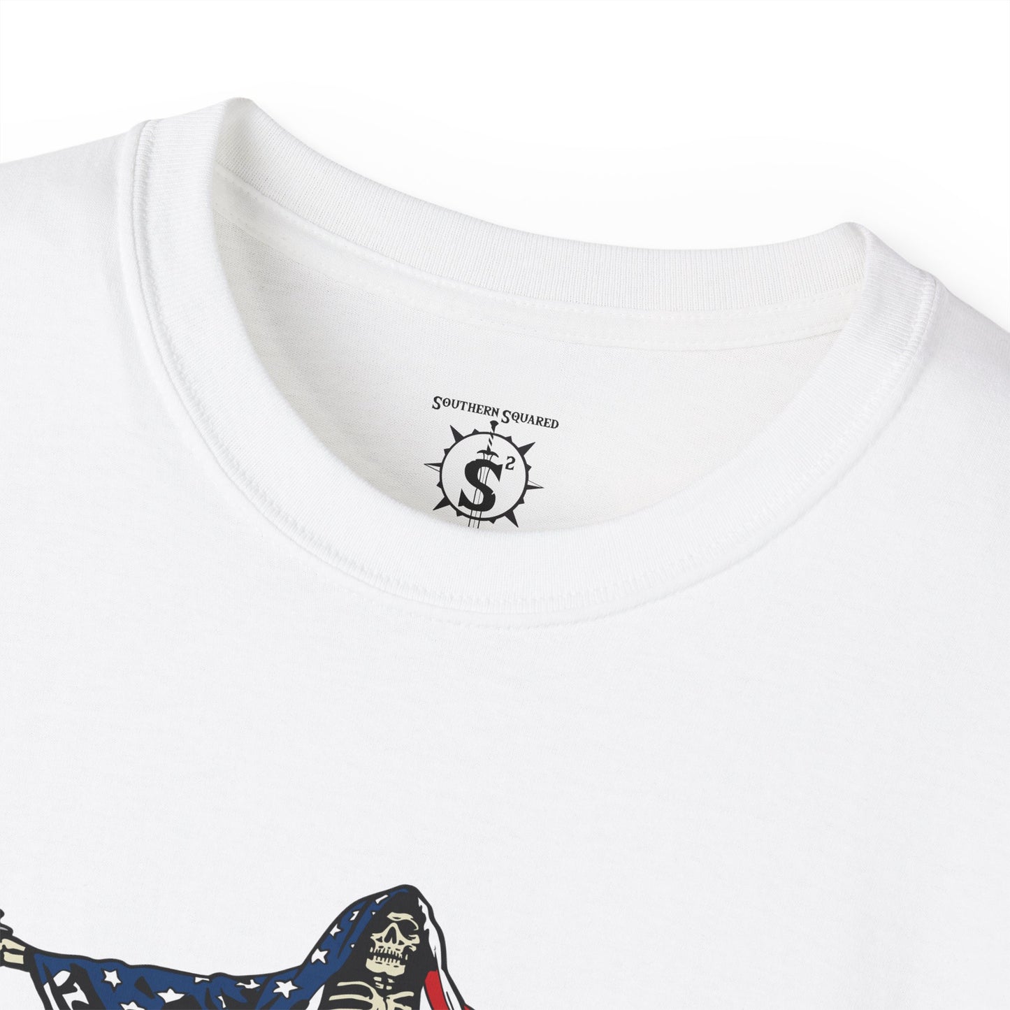 T-Shirt - American As Fuck Dual Wielding Skeleton - Unisex Cotton Shirt