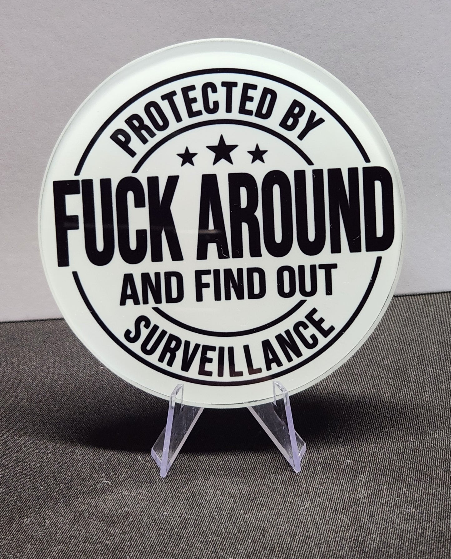 Glass Beverage Coaster (Patriotic, FAAFO, Fuck Around and Find Out Surveillance)