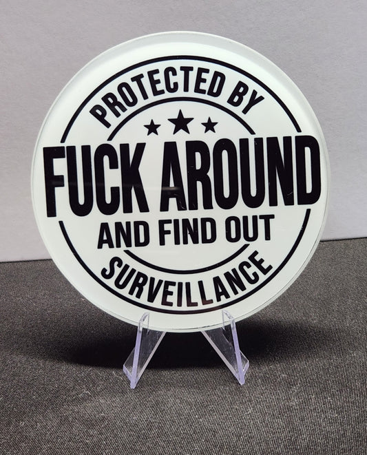 Glass Beverage Coaster (Patriotic, FAAFO, Fuck Around and Find Out Surveillance)