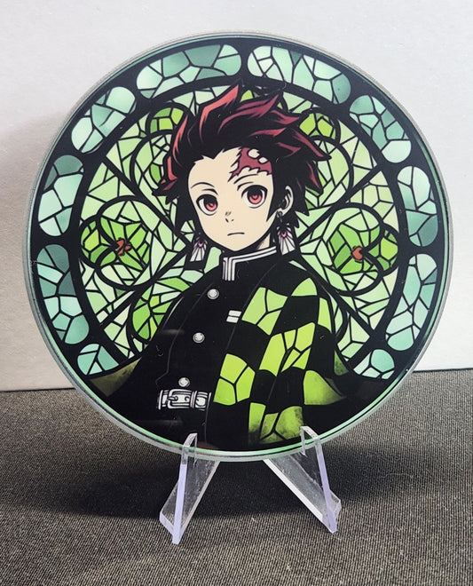 Glass Beverage Coaster (Demon Slayer, Anime, Tanjiro)