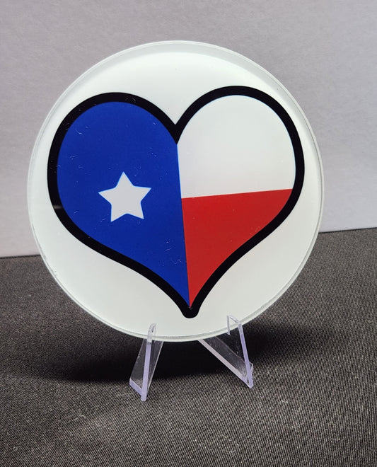 Glass Beverage Coaster (Patriotic, Texas, Heart TX)