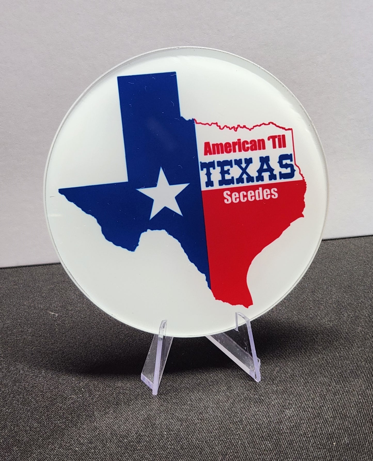 Glass Beverage Coaster (Patriotic, Texas, TX Secedes)