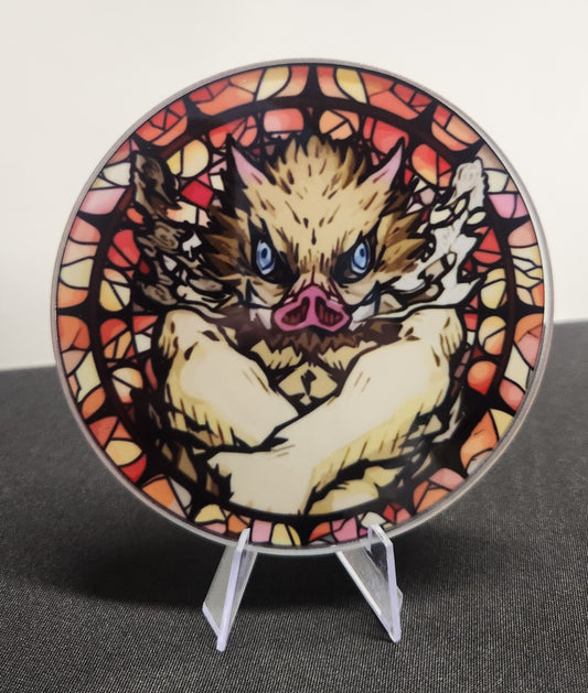 Glass Beverage Coaster (Demon Slayer, Anime, Inosuke)