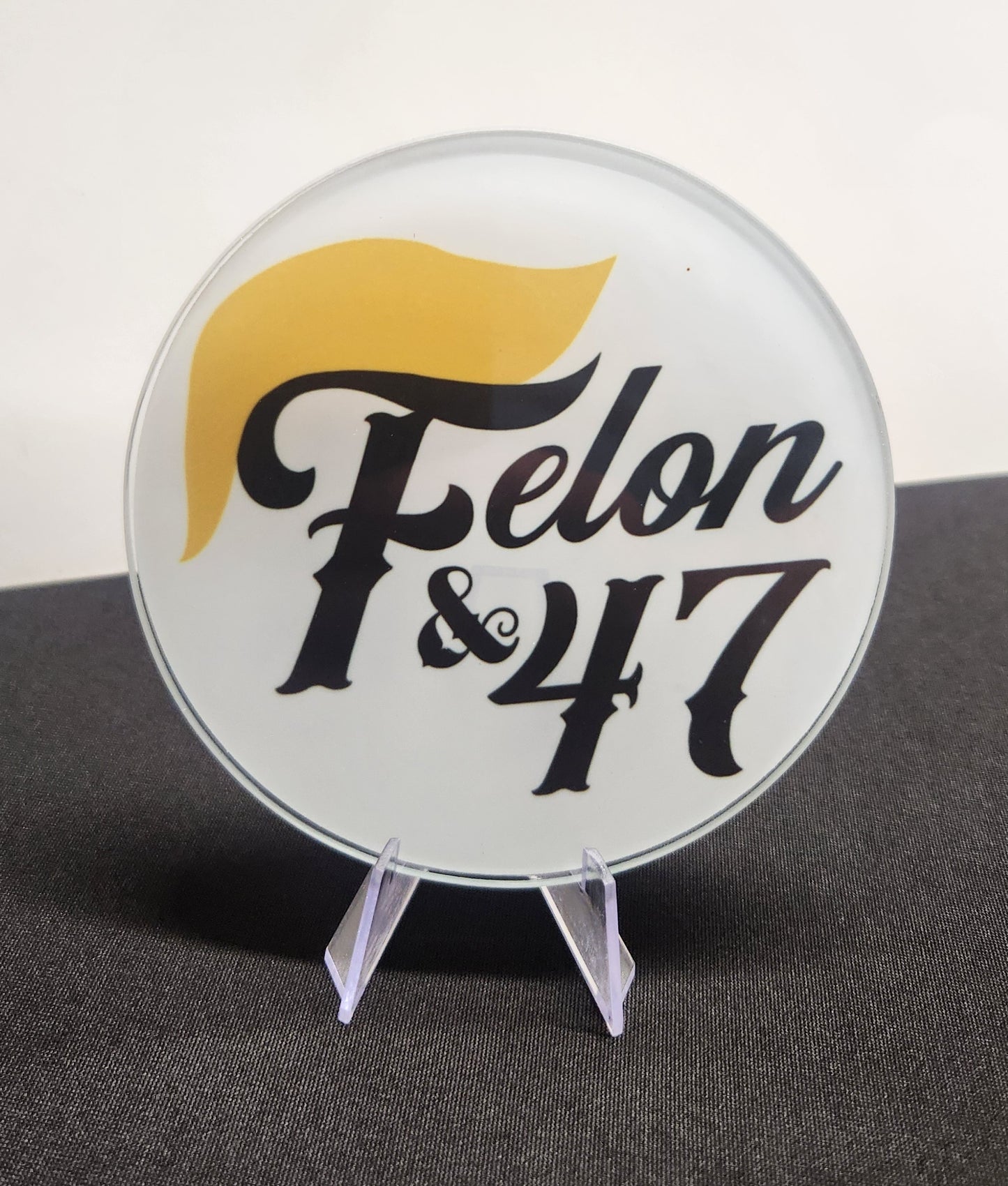 Glass Beverage Coaster (Donald Trump, Fellon and 47)