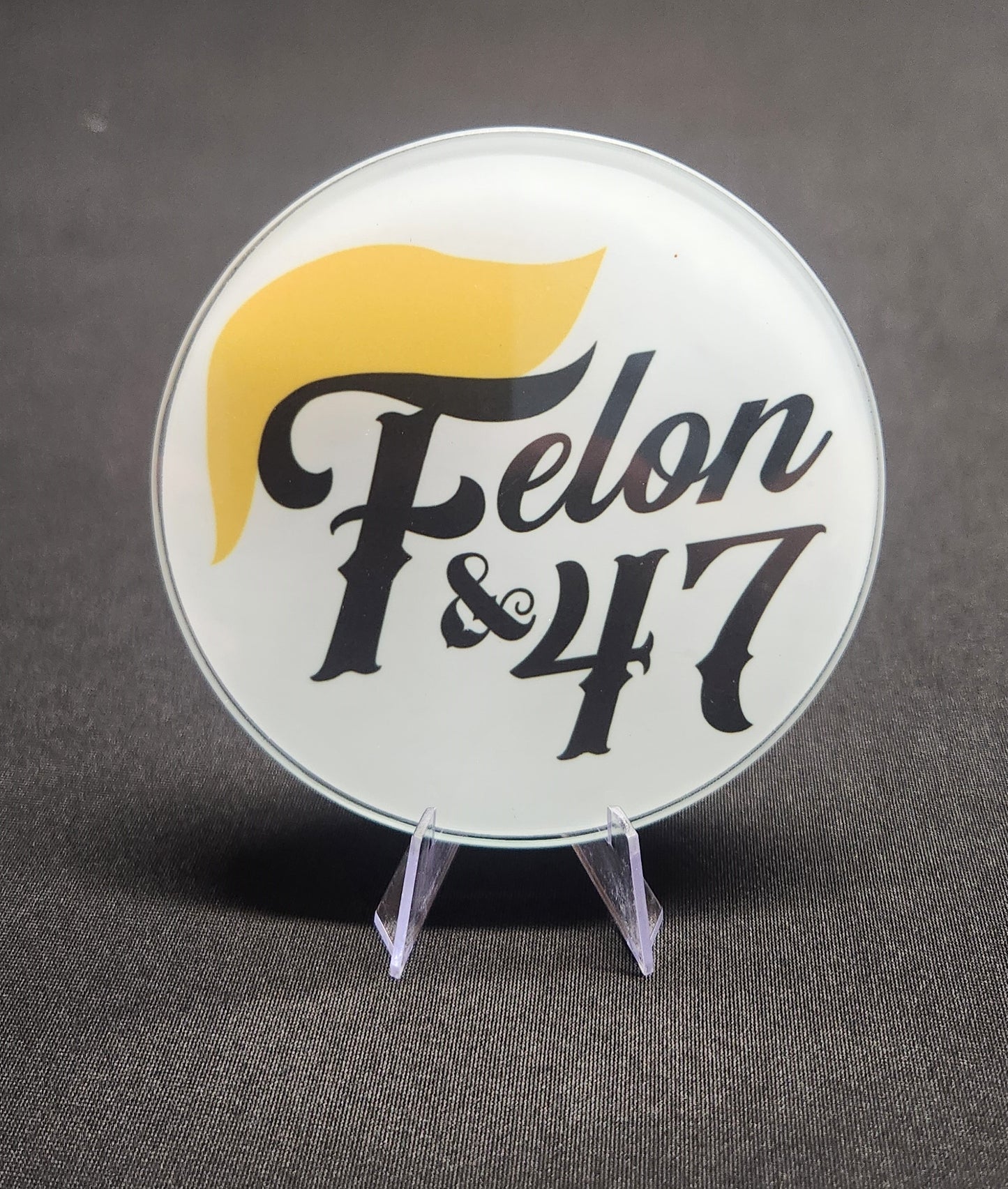 Glass Beverage Coaster (Donald Trump, Fellon and 47)
