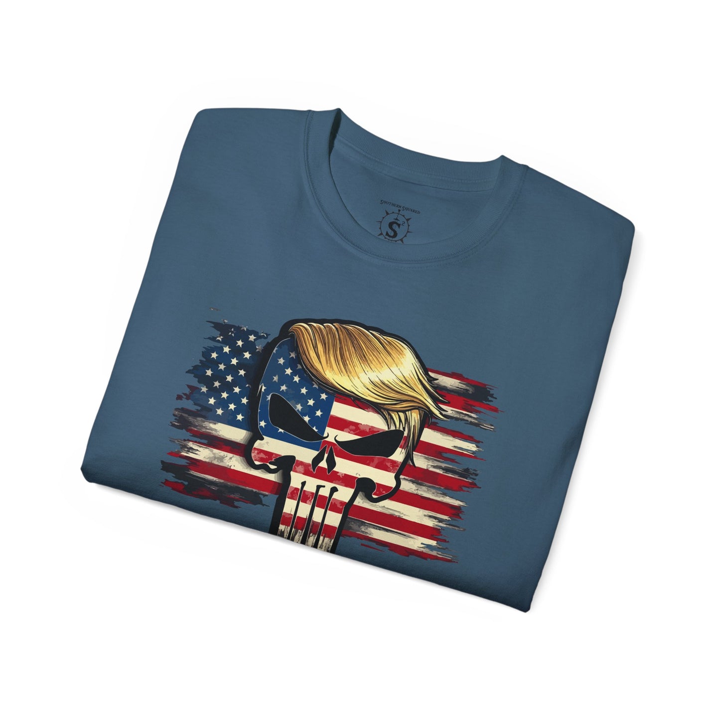T-Shirt American Flag Punisher Skull Trump - Unisex Cotton Shirt