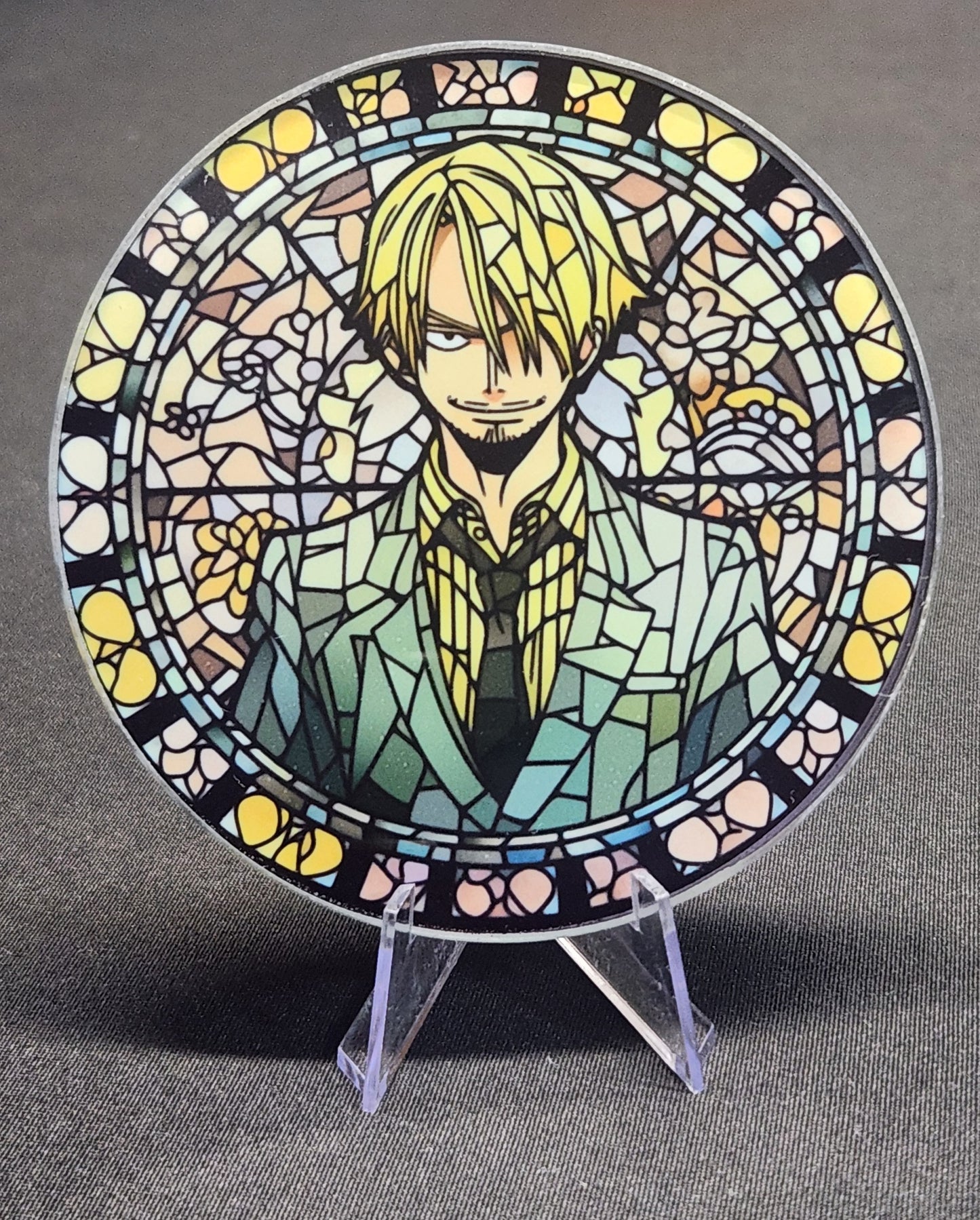 Glass Beverage Coaster (One Piece, Anime, Sanji)