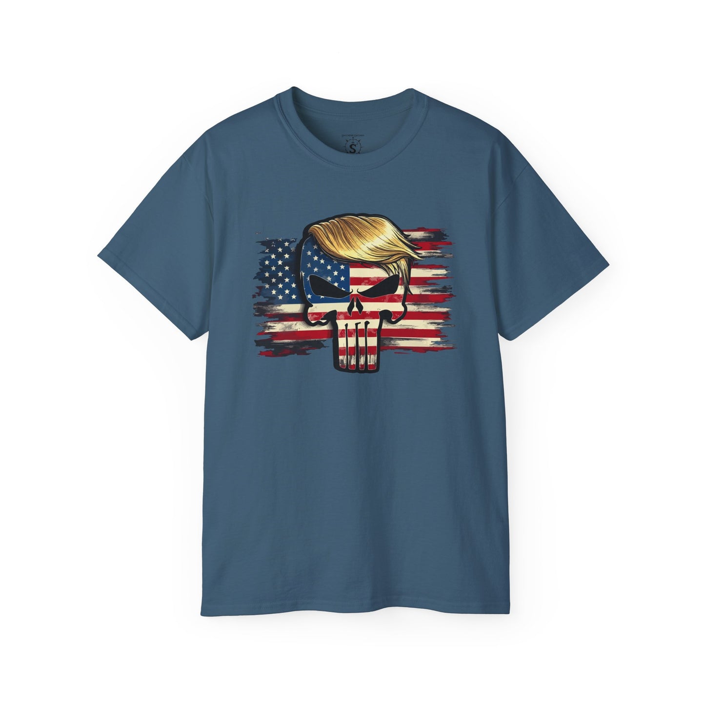 T-Shirt American Flag Punisher Skull Trump - Unisex Cotton Shirt